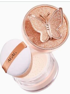 Rose Gold Butterfly Loose Setting Powder and brush - Soft Beige